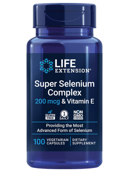 Life Extension Super Selenium Complex, 200 mcg – 3 Forms of Selenium, Vitamin E – Cellular Health & Longevity Support – Gluten-Free, Non-GMO, Vegetarian, 1 Daily – 100 Capsules