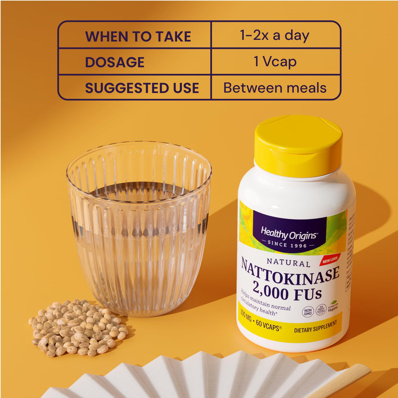 Healthy Origins Nattokinase 2,000 FUs, 100 mg - Nattokinase Supplement - Vegan, Non-GMO & Gluten-Free Nattokinase - 60 Veggie Capsules