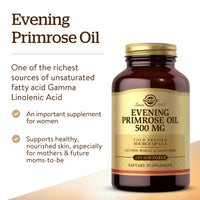 Thumbnail for Solgar Evening Primrose Oil 500 mg, 180 Softgels - Promotes Healthy Skin & Cardiovascular Health - Nutritional Support for Women - Gluten Free, Dairy Free - 180 Servings