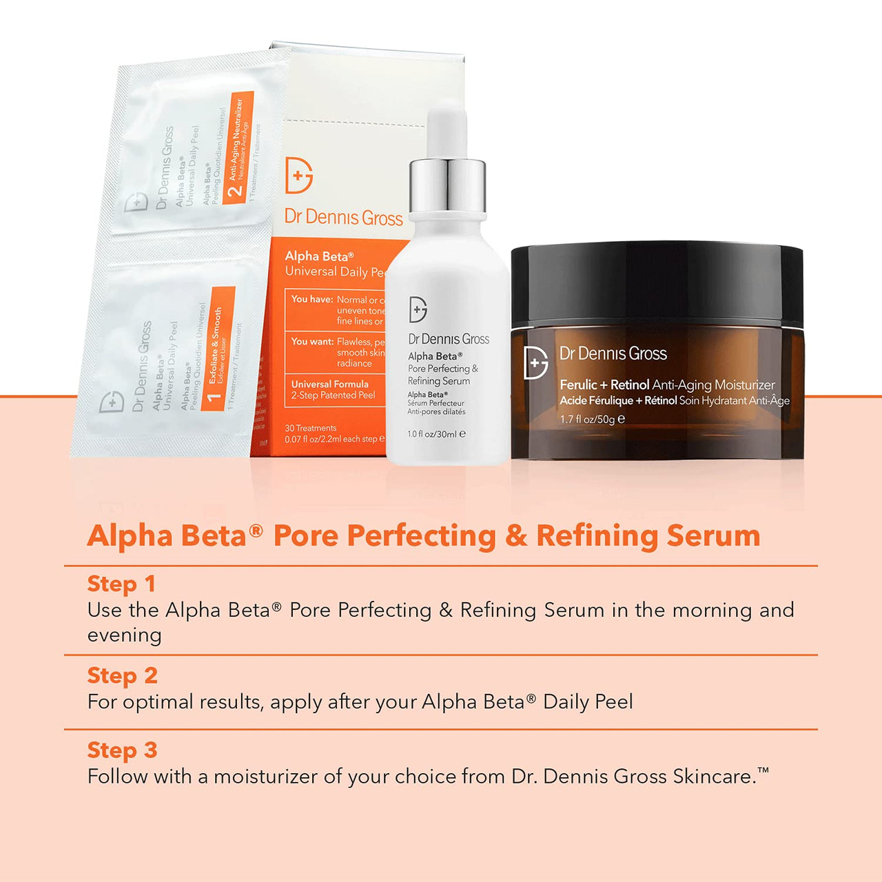 Dr. Dennis Gross Alpha Beta® Pore Perfecting & Refining Serum: for Enlarged, Clogged Pores with Excessive Oil, 1.0 fl oz