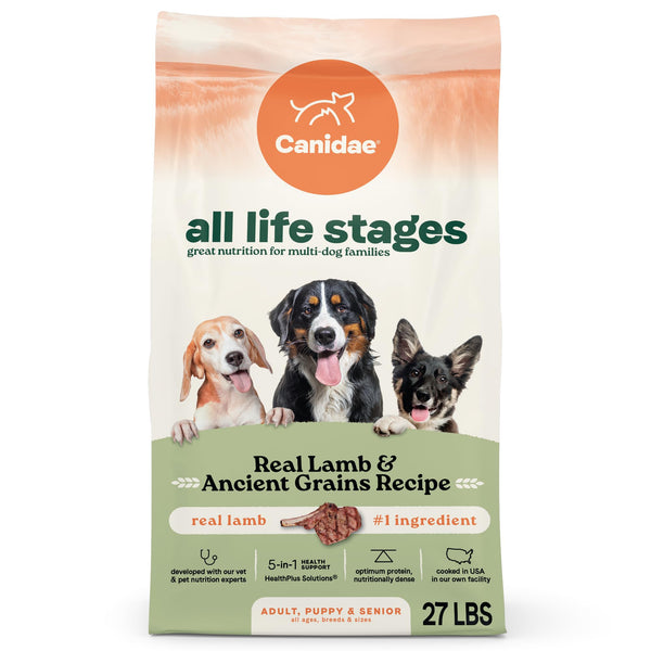 Canidae All Life Stages Real Lamb & Ancient Grains Recipe – High Protein Premium Dry Dog Food for All Ages, Breeds, and Sizes– 27 lbs.