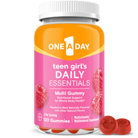 Thumbnail for One A Day Teen Girl’s Daily Essentials Multivitamin Gummies, Teen Girl Multivitamins with Biotin, Vitamin B12 and B6, Vitamin C, Raspberry Natural Flavor, 120 Gummies
