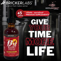Thumbnail for Bricker Labs B-12 Blast Liquid Vitamin B12 and Folic Acid Supplement, Support Energy Production, Great Tasting Liquid Vitamin B12 Dietary Supplement in Natural Raspberry Flavor, 2 fl oz Bottle
