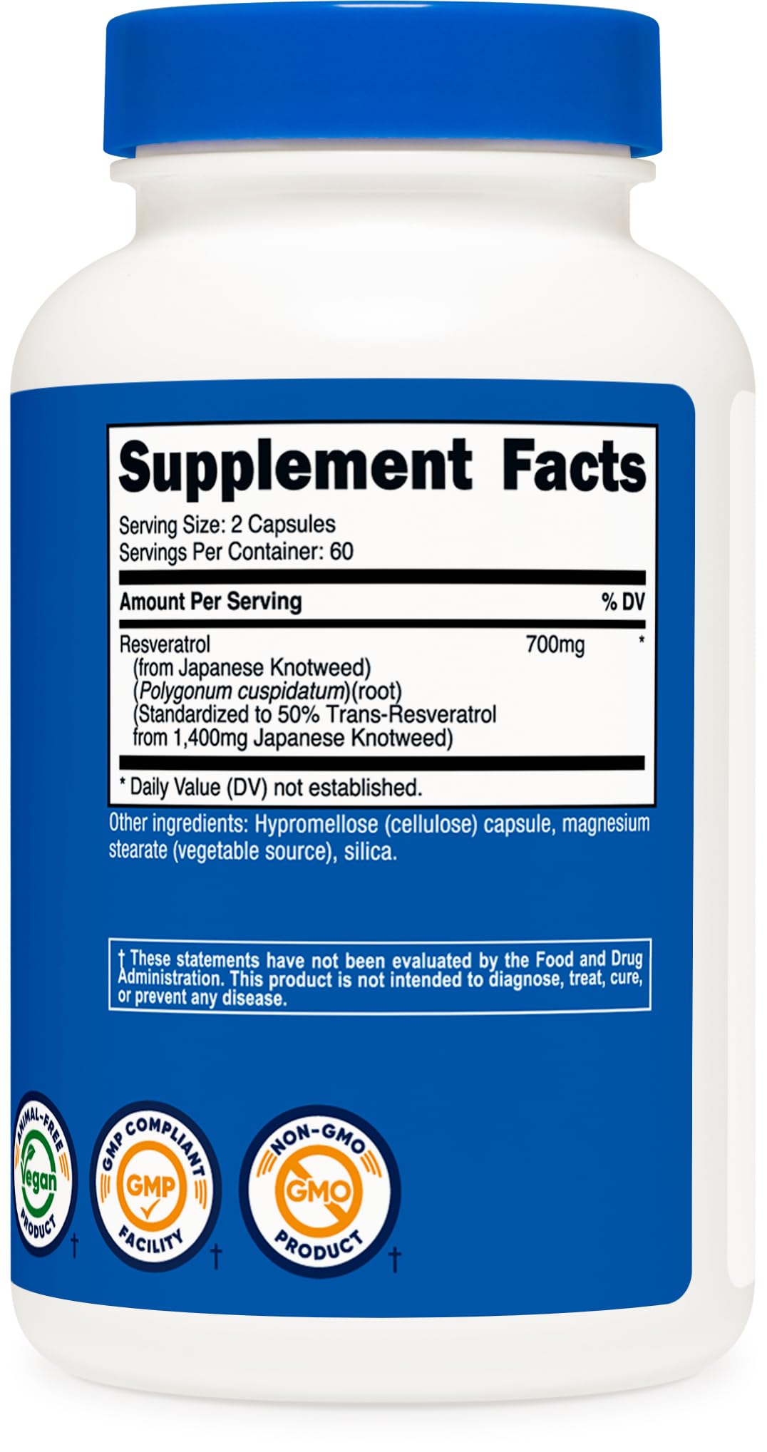 Nutricost Resveratrol 700mg, 120 Capsules - Vegan, Gluten Free, Non-GMO