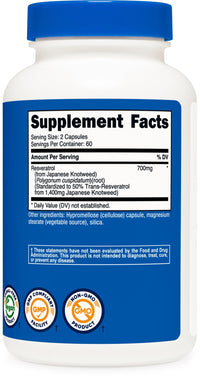 Thumbnail for Nutricost Resveratrol 700mg, 120 Capsules - Vegan, Gluten Free, Non-GMO