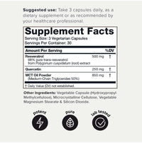 Thumbnail for Toniiq 1600mg Resveratrol Blend - Ultra High Purity and 3rd Party Tested - with MCT Oil for Added Bioavailability - Optimal NAD Supplement