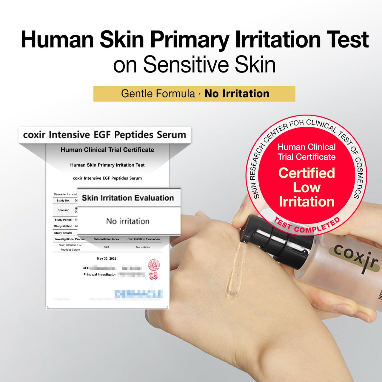 coxir INTENSIVE EGF PEPTIDES SERUM l EGF(Epidermal Growth Factor) Peptide Serum for Face – Korean Formula for Firm, Renew& Hydrated Skin – Facial Serum for Lines