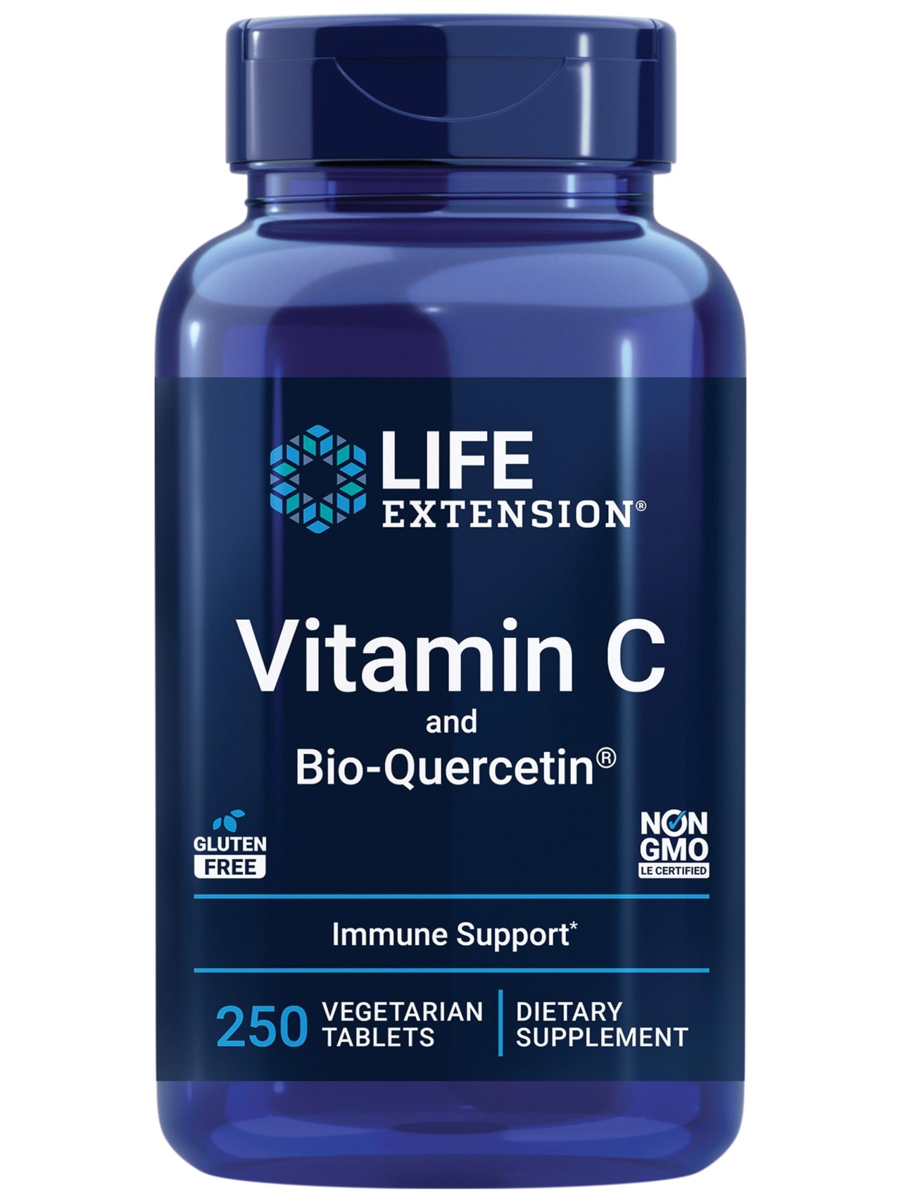 Life Extension Vitamin C and Bio-Quercetin®, Cardiovascular Health Supplement, Immune Support, Highly absorbable, quercetin, Vitamin C, Gluten Free, Non-GMO, Vegetarian, 250 Tablets