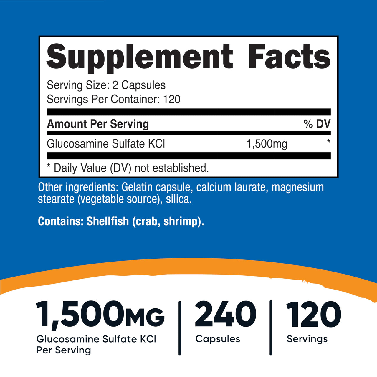 Nutricost Glucosamine Sulfate 1500mg, 240 Capsules - 750mg Per Capsule, Gluten Free, Non-GMO