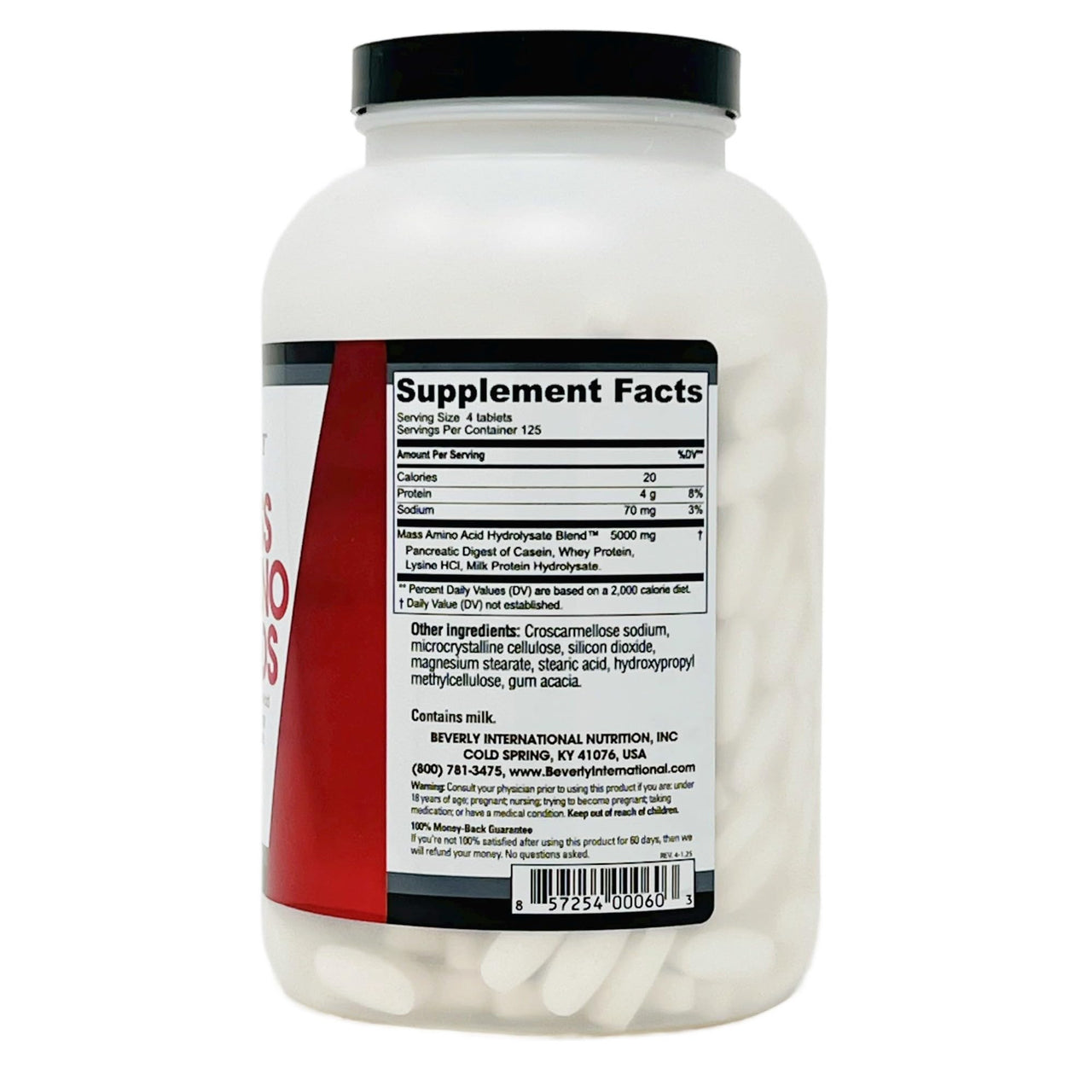 Beverly International Mass Amino Acids, 500 Tabs. Use Pre-Post Workout, with Meals, Essential for Muscle Recovery and Repair. Complete Amino Acid Profile