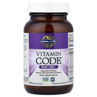 Thumbnail for Garden of Life Zinc Supplements 30mg High Potency Raw Zinc and Vitamin C Multimineral Supplement, Vitamin Code Vitamins Trace Minerals & Probiotics for Skin Health & Immune Support, 60 Vegan Capsules