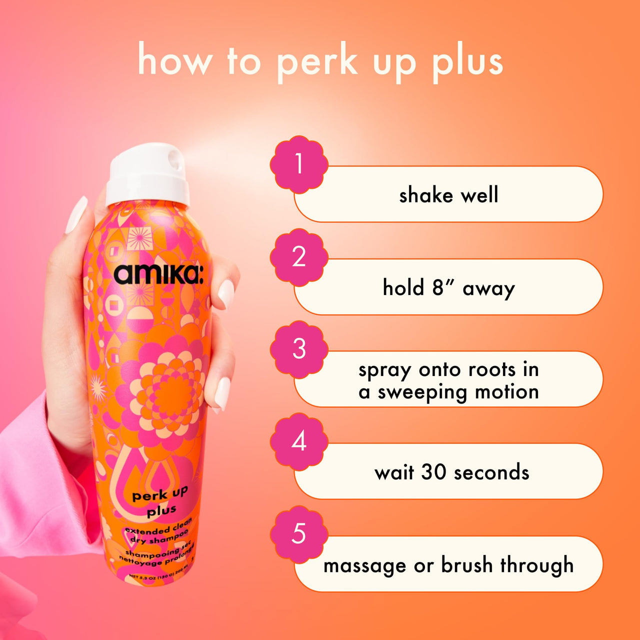 amika perk up plus extended clean dry shampoo, 9.5oz