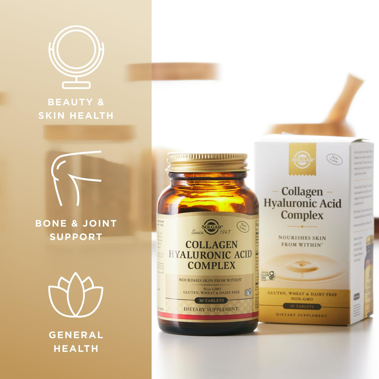Solgar Collagen Hyaluronic Acid Complex - 30 Tablets - With Hydrolyzed Collagen Type 2 & Chondroitin - Non-GMO, Gluten & Dairy Free - 30 Servings
