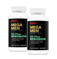 Thumbnail for GNC Mega Men 50 Plus One Daily Multivitamin, Twin Pack, 60 Caplets per Bottle, Supports Heart, Brain and Eye Health