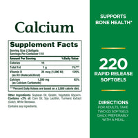 Thumbnail for Nature's Bounty Calcium 1200 mg with Vitamin D3, Bone Health & Immune Support, Vitamin D3 1000 IU, 220 Softgels (Pack of 2)