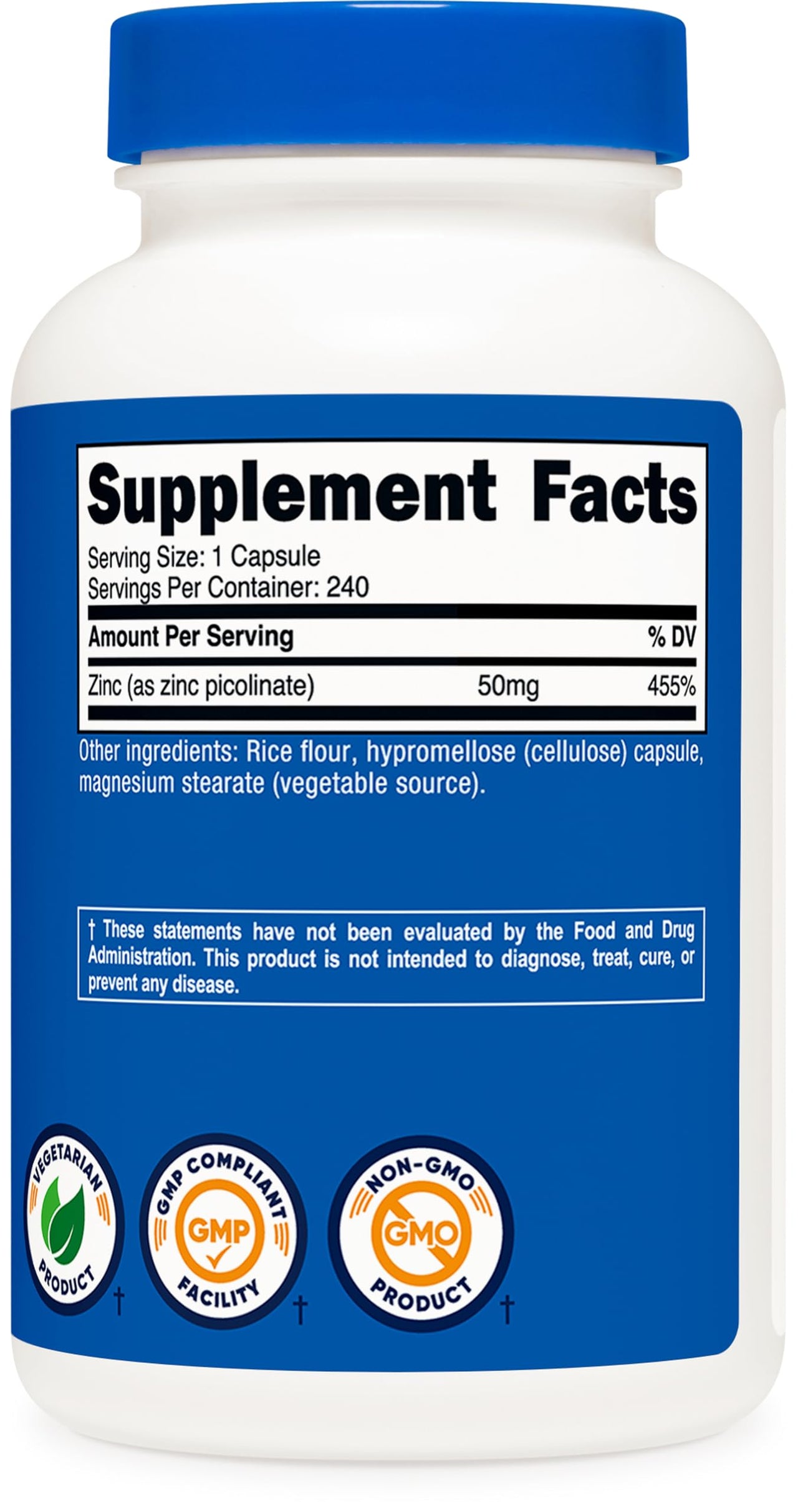 Nutricost Zinc Picolinate 50mg, 240 Vegetarian Capsules - Gluten Free and Non-GMO (240 Caps)