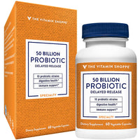 Thumbnail for The Vitamin Shoppe Probiotic Delayed Release 50 Billion - with 10 Probiotic Strains to Support Digestive, Immune & Vaginal Health or Yeast Imbalance - Shelf Stable (60 Veggie Caps)