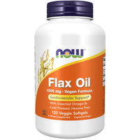 Thumbnail for NOW Foods Supplements, Flax Oil 1000 mg with Essential Omega-3s, Cold Pressed, Hexane Free, Vegan Formula, 120 Veg Softgels