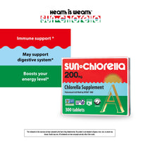 Thumbnail for Sun Chlorella 200 mg Green Algae Superfood Supplement - Pulverized Cell Wall - Chlorophyll, CGF, Active B12, Iron, Protein - Non-GMO - 300 Tablets