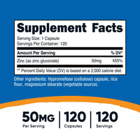 Thumbnail for Nutricost Zinc Gluconate 120 Vegetarian Capsules (50mg) - Gluten Free and Non-GMO