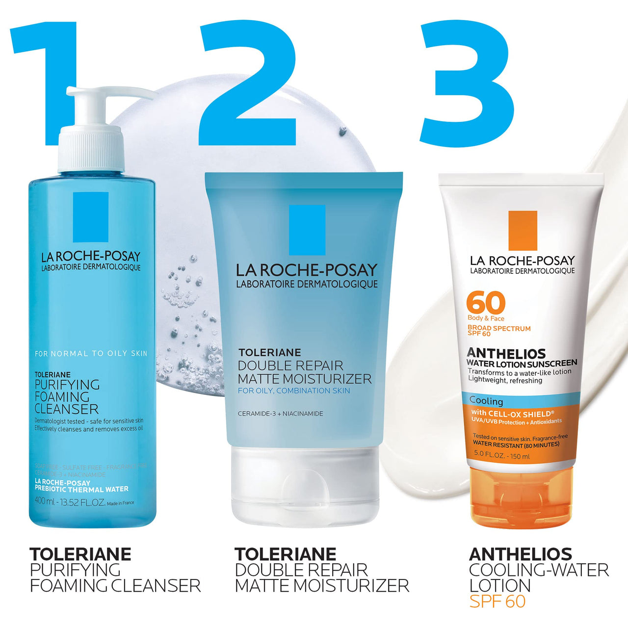 La Roche-Posay Anthelios Cooling Water Sunscreen Lotion, Water Based Sunscreen for Face & Body, Broad Spectrum SPF + Antioxidants, Fast Absorbing Water-Like Texture, Oil Free Sunscreen SPF 60