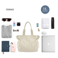 Thumbnail for ODODOS 18L Side-Cinch Shopper Bags Lightweight Shoulder Bag Tote Handbag for Shopping Workout Beach Travel, Ivory