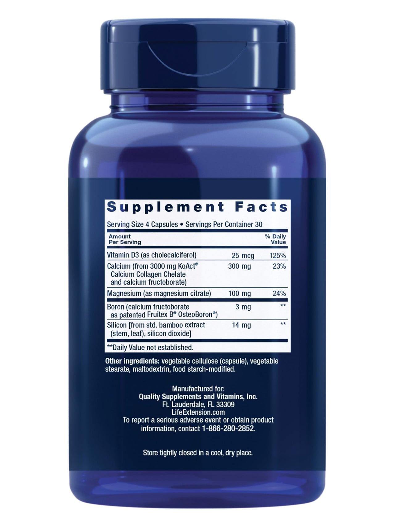 Life Extension Bone Strength Collagen Formula, Calcium Collagen chelate, Calcium fructoborate, Vitamin D3, Magnesium Citrate, Silicon, Boron, Gluten-Free, Non-GMO, 120 Capsules