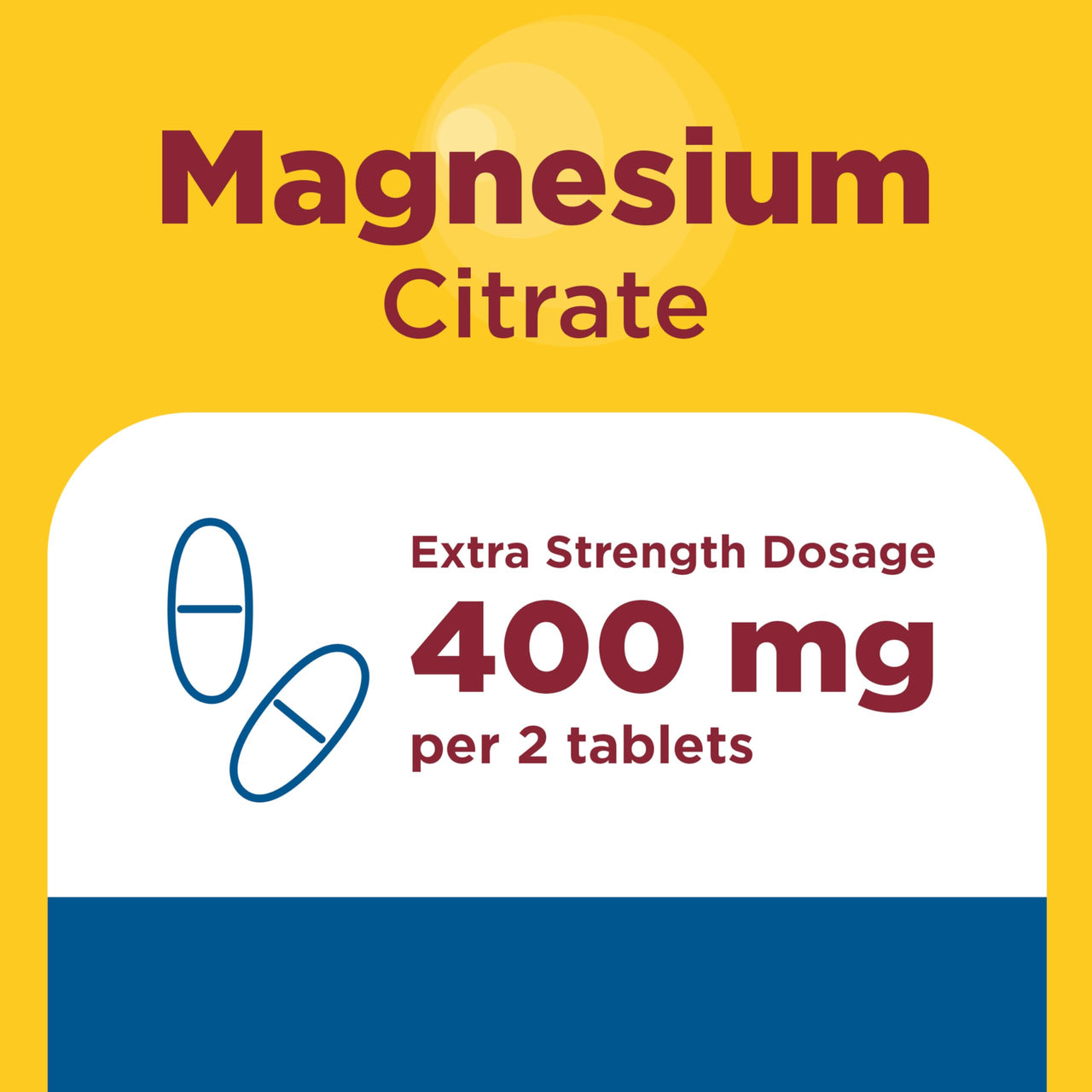 Nature Made Extra Strength Dosage Magnesium Citrate Tablets, High Absorption Magnesium Citrate 400mg Per Serving, Bone and Muscle Support, 60 Tablets, 30 Day Supply