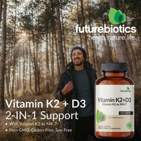 Thumbnail for Futurebiotics Vitamin K2 (MK7) with D3 Supplement - Non-GMO Formula - 5000 IU Vitamin D3 & 90 mcg Vitamin K2 MK-7, 250 Vegetarian Capsules