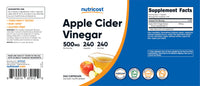 Thumbnail for Nutricost Apple Cider Vinegar Capsules 500mg, 240 Vegetarian Capsules - Natural, Vegetarian, GMP, Non-GMO and Gluten Free