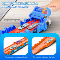 Thumbnail for TERRAMUS Dinosaur Transport Truck Toy for Kids - 3 in 1 Ejection Folding Track Toys w/Sound 8 Race Cars, Portable Vehicles Set Best Gift for Boys Girls 3 4 5 6 Years Old - Possesses Invention Patents