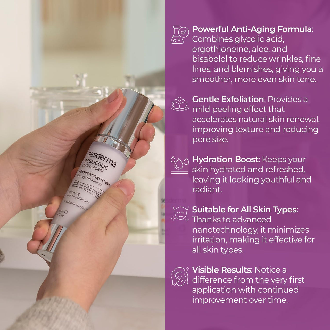 Sesderma Acglicolic Classic Moisturizing Gel Cream, 1.7 Fl Oz