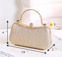 Thumbnail for Covelin Evening Bag Sparkling Frosted Purses for Women Lady Shiny Party Elegant Handbag Wedding Bag with Chain Gold