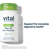 Thumbnail for Hyperbiotics Vital Nutrients Pro-15 Prebiotics and Probiotics for Women and Men | 15 Science Backed Strains | Supports Occasional Constipation, Diarrhea, Gas & Bloating | 60 Vegan Time Release Pearls