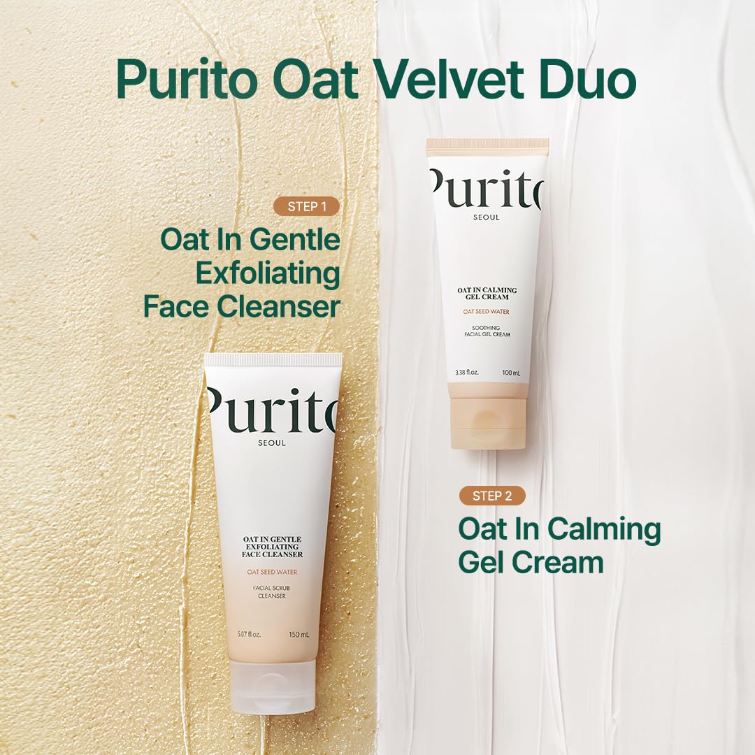 PURITO Oat In Calming Gel Cream, Oat Seed Water for Hydration & Soothing, Lightweight, Non-Sticky Moisturizer for Sensitive Skin, Non-Comedogenic, Fragrance-Free, Korean Skincare, 100ml 3.38 fl.oz
