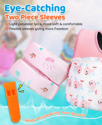 Thumbnail for HeySplash Swim Vest for Kids, Toddler Pool Floaties Fit 33-66 Lbs,Swimming Vest with Adjustable Strap, Swim Jacket Water Wing Arm Float, Puddle Beach Boat Jumper Float Device Girl,Pink Whale