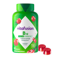 Thumbnail for vitafusion Extra Strength Vitamin B12 Gummies, Supports Energy Metabolism and Nervous System Health Support, Gummy Vitamin Supplement for Women and Men, Cherry Flavor, 45 Day Supply, 90 Count