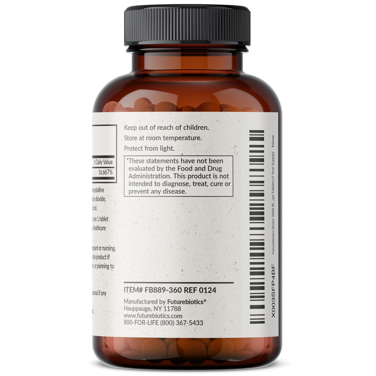 Futurebiotics Biotin 5000 MCG Supports Healthy Hair, Skin, Nails & Energy Production Non-GMO, 360 Vegetarian Tablets (1 Year Supply)