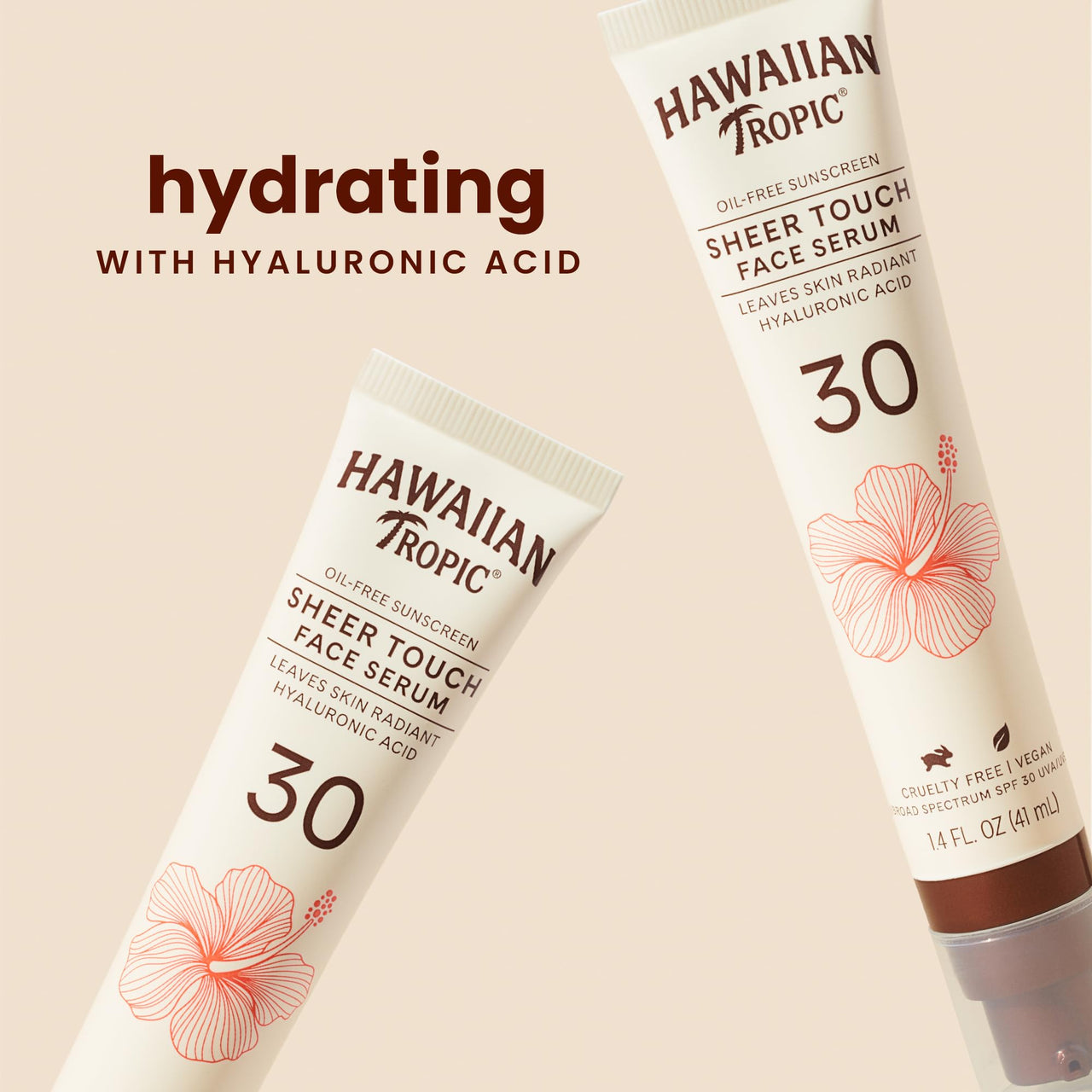 Hawaiian Tropic Sheer Touch Face Serum SPF 30, 1.4oz | Travel Size Sunscreen for Face SPF 30, Hydrating Hyaluronic Acid Serum, 1.4oz
