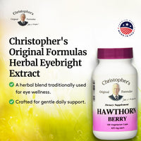 Thumbnail for Christopher's Original Formulas Hawthorn Berry Capsules, Herbal Supplement for Heart & Cardiovascular Wellness, 100 Capsules