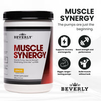 Thumbnail for Beverly International Muscle Synergy 405g (Lemon Powder 14.3 oz) Dramatic Muscle Pump, Size & Strength Maximizing Drink Mix w/HMB. L-Arginine, L-Citrulline, Creatine Monohydrate, L-Ornithine