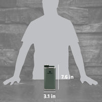 Thumbnail for Stanley Classic Easy Fill Wide Mouth Flask 8 oz | Leakproof Hip Flask | Hinge Connected Never Lose Cap | Insulated Stainless Steel Liquor Container | BPA-Free | Hammertone Green