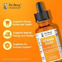 Thumbnail for Dr. Berg Liquid Vitamin D3 & K2 Supplement with Zinc - for Bone, Teeth, Mood & Immune Health* - Vitamin D3 & K2 Drops for Adults - 1 fl oz
