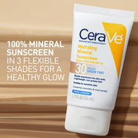 Thumbnail for CeraVe Hydrating Mineral Sunscreen SPF 30 with Sheer Tint, Tinted Mineral Sunscreen with Zinc Oxide & Titanium Dioxide, Blends Seamlessly For Healthy Glow, Medium, 1.7 Fluid Ounce