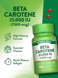 Thumbnail for Nature's Truth Beta Carotene 25000 IU Softgels | 100 Count | Vitamin A Supplement | Non-GMO and Gluten Free