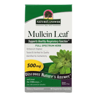 Thumbnail for Nature's Answer Mullein Leaf Capsules 90 - Alcohol Free, Vegetarian, Vegan, Gluten Free - Mullein capsuels for Lungs - Supports Respiratory Function & Lung Health