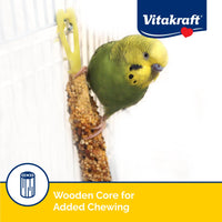 Thumbnail for Vitakraft Crunch Sticks Parakeet Treat – 2 Sticks – Sesame and Banana Flavor - Triple Baked with Natural Wood Chew Center - Added Vitamins and Minerals with Cage Clip Holder