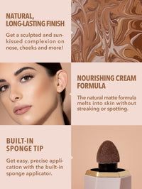 Thumbnail for SHEGLAM Sun Sculpt Cool Toned Liquid Contour Stick Long Lasting Cream Bronzer Makeup - Terracotta