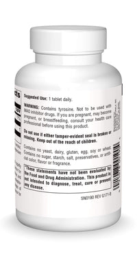Thumbnail for Source Naturals L-Tyrosine -Free Form Amino Acid Supplement - 100 Tablets