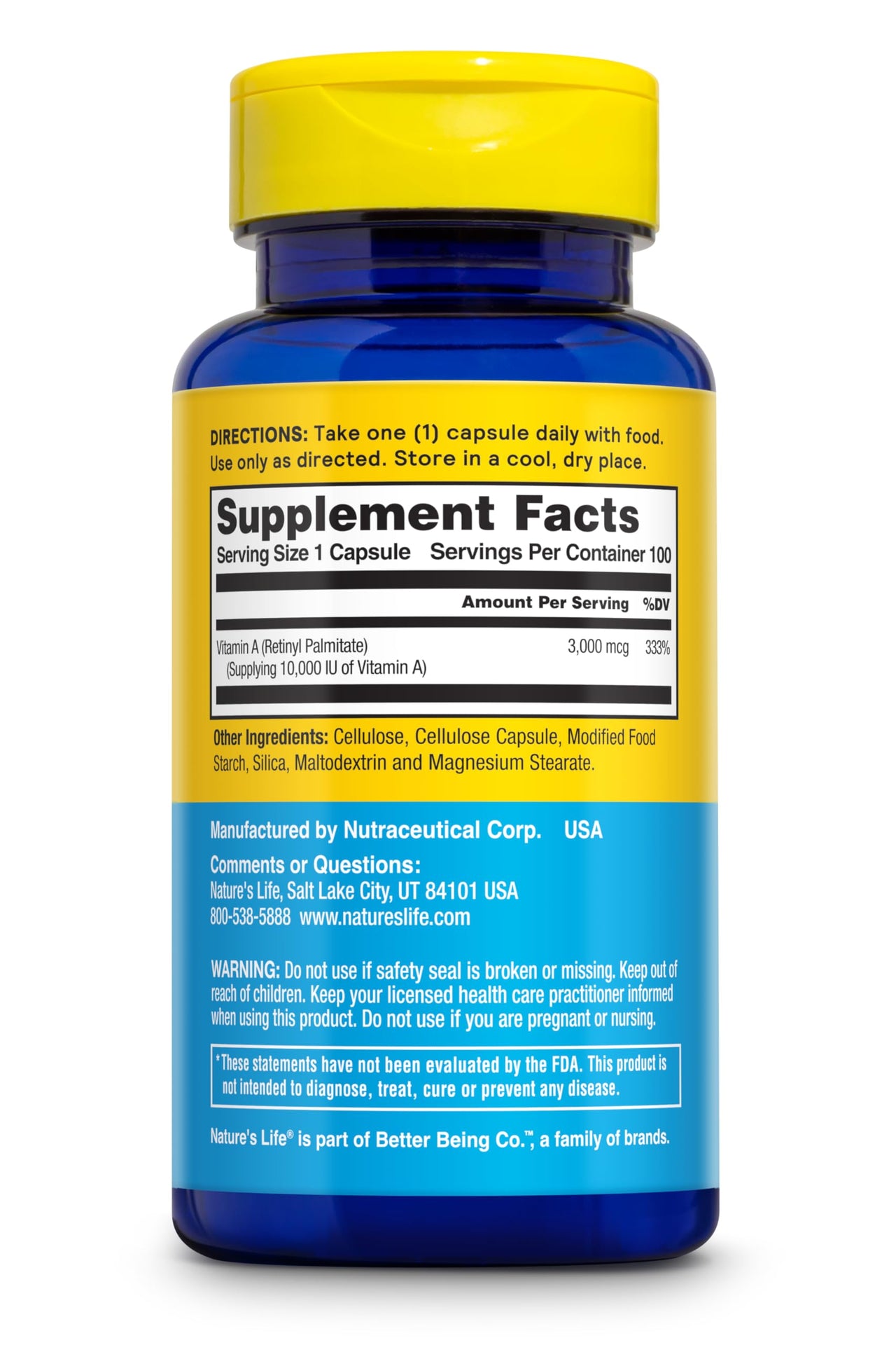 Nature's Life Vitamin A 10,000 IU | 100 ct